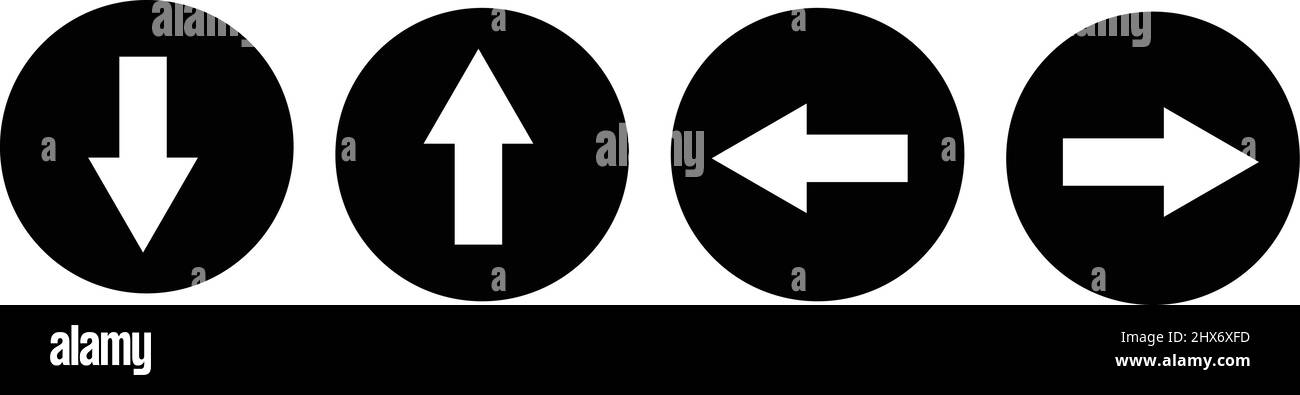 Round up, down, left, right, arrow icon set. Ediatble vectors. Stock Vector