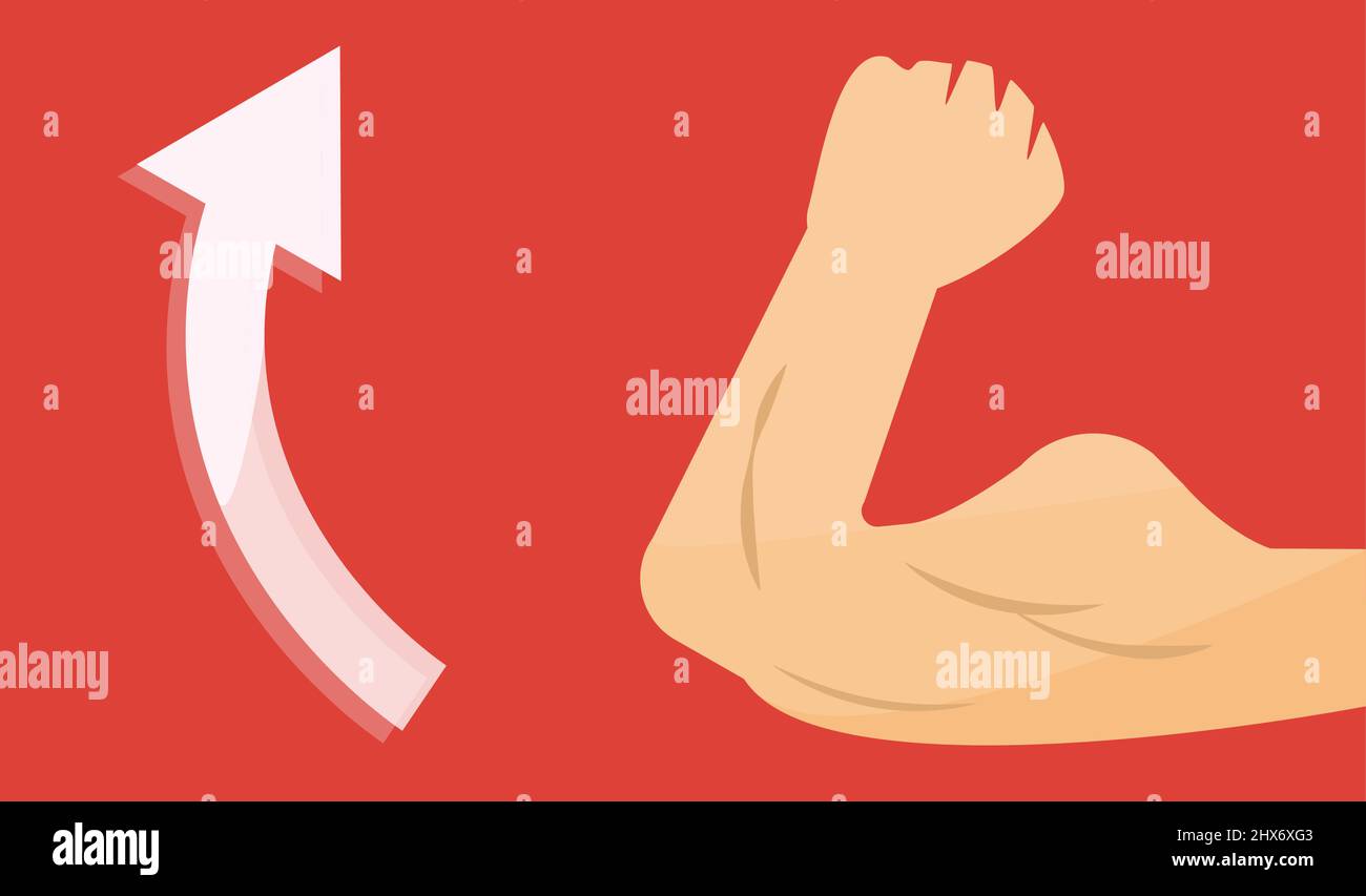 Men's arm with increased strength. Strength training and power. Editable vectors. Stock Vector