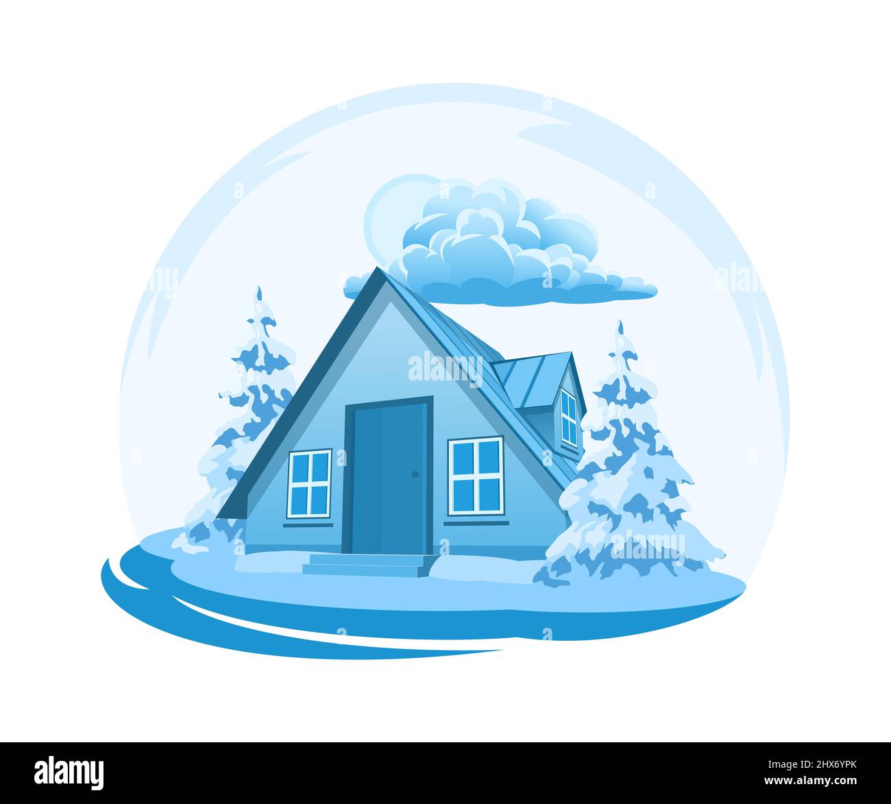 Winter landscape. House surrounded by trees Stock Vector Image & Art ...