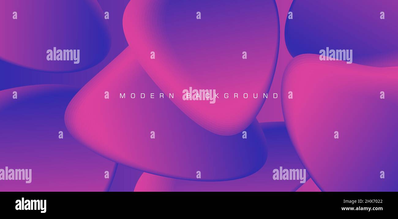 Liquid color background design. Pink and violete elements shapes with fluid gradient. Dynamic composition Stock Vector