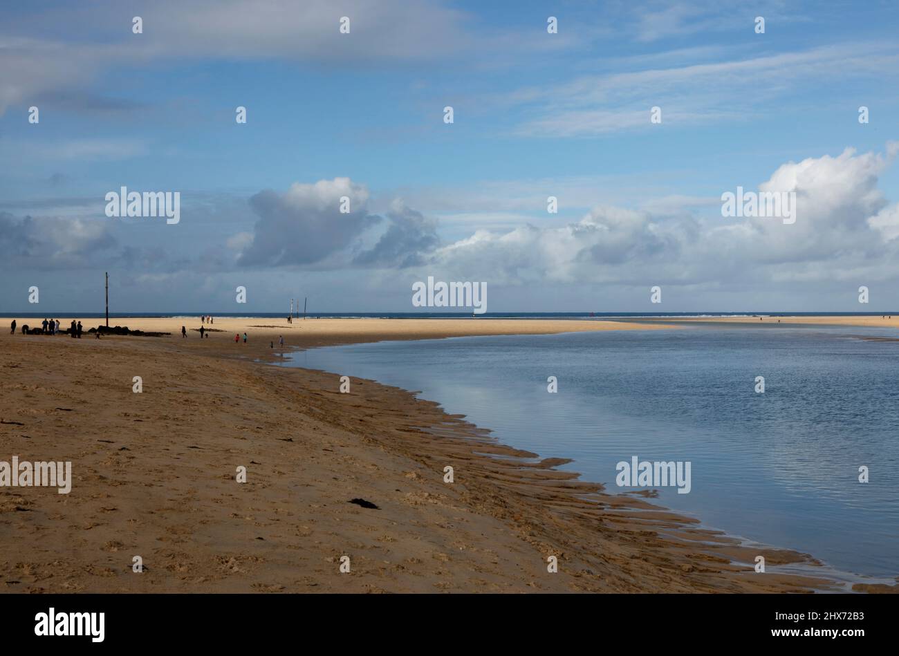 Mouth of River Hayle at Porth Kidney Sands, Cornwall, England, UK Stock Photo
