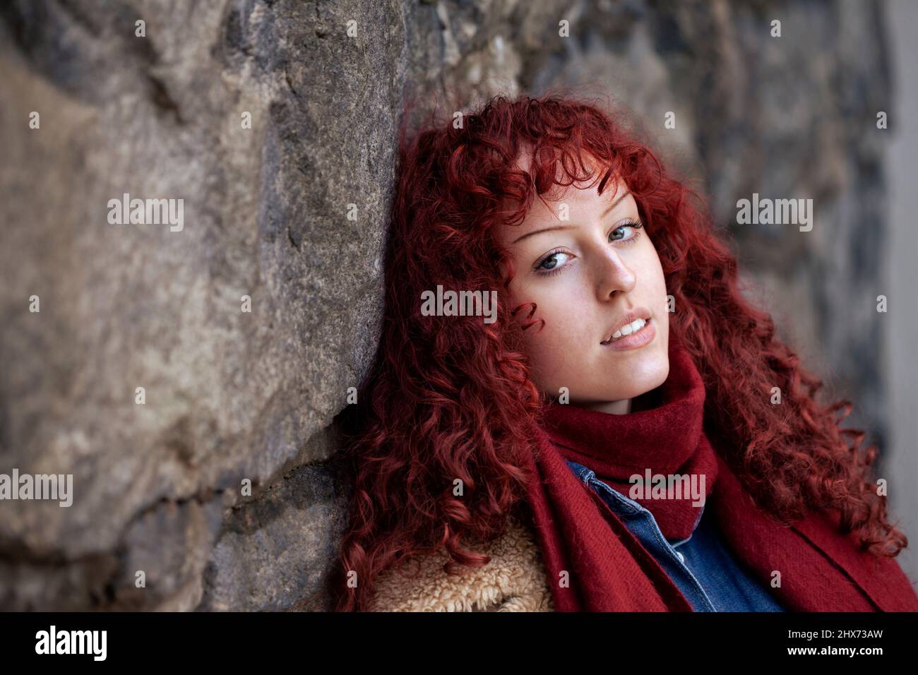 Portrait of young redhead woman Stock Photo