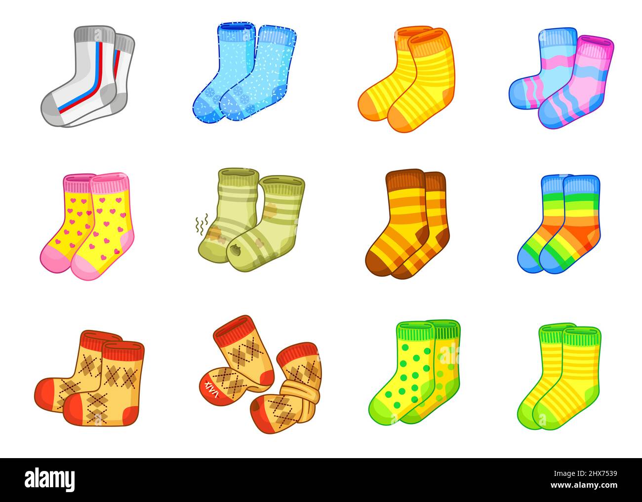 Vector bright and funny emoji socks in a cartoon style Stock Vector Image & Art Alamy