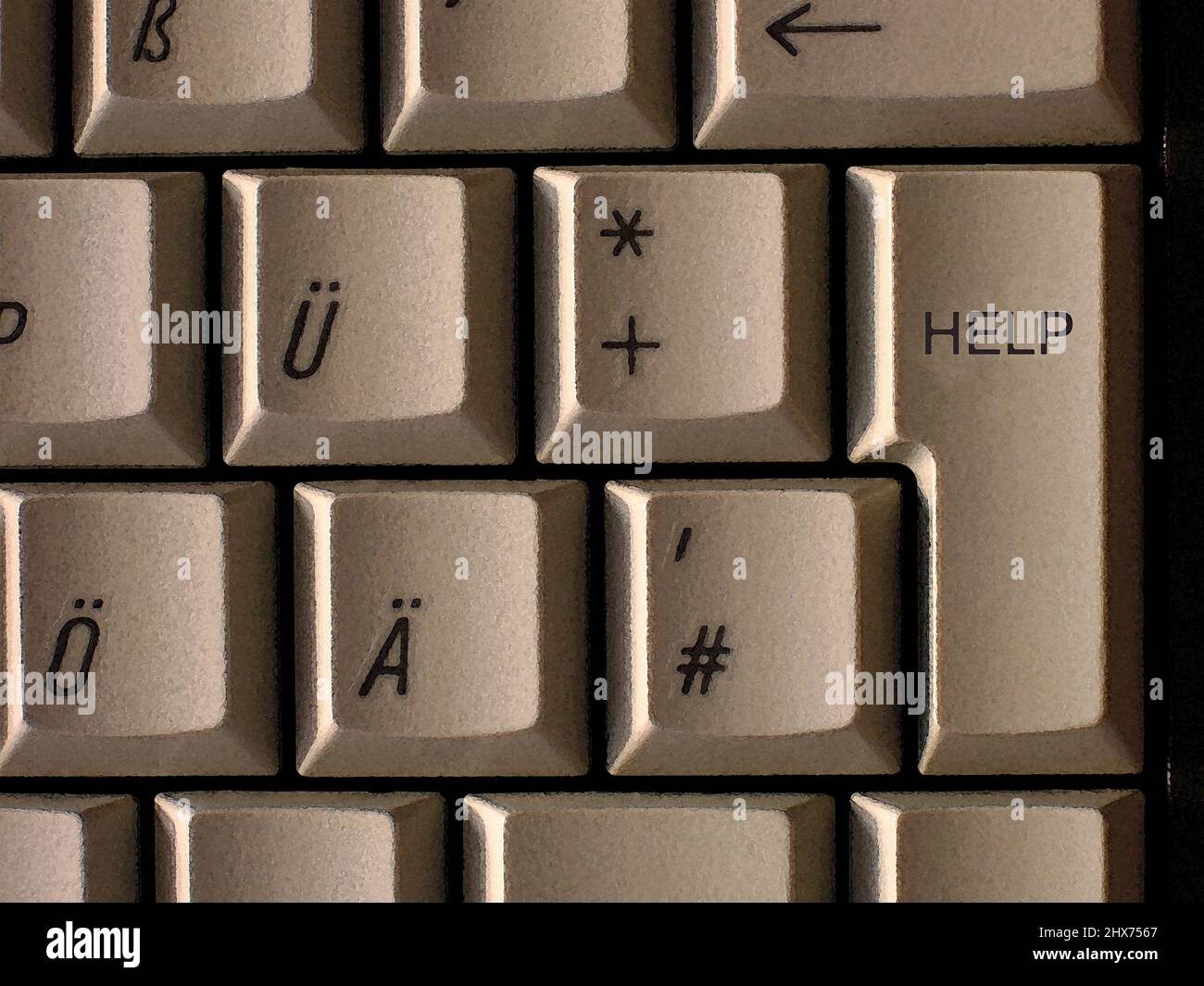 Detail view of a computer and its keypad with Help button Stock Photo ...