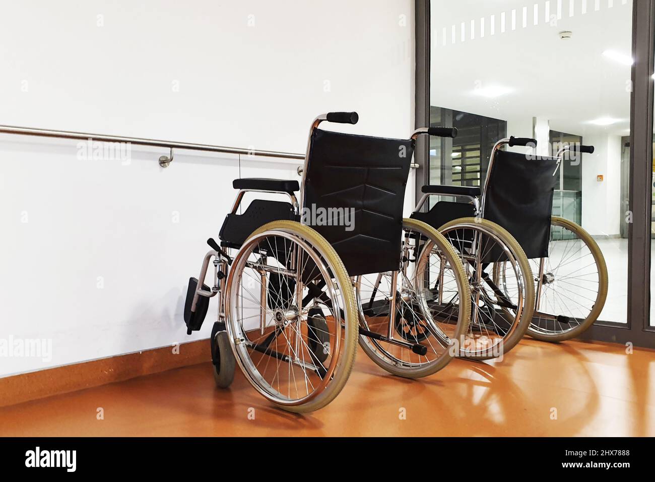 Wheelchairs in hospital , help for the disabled Stock Photo Alamy
