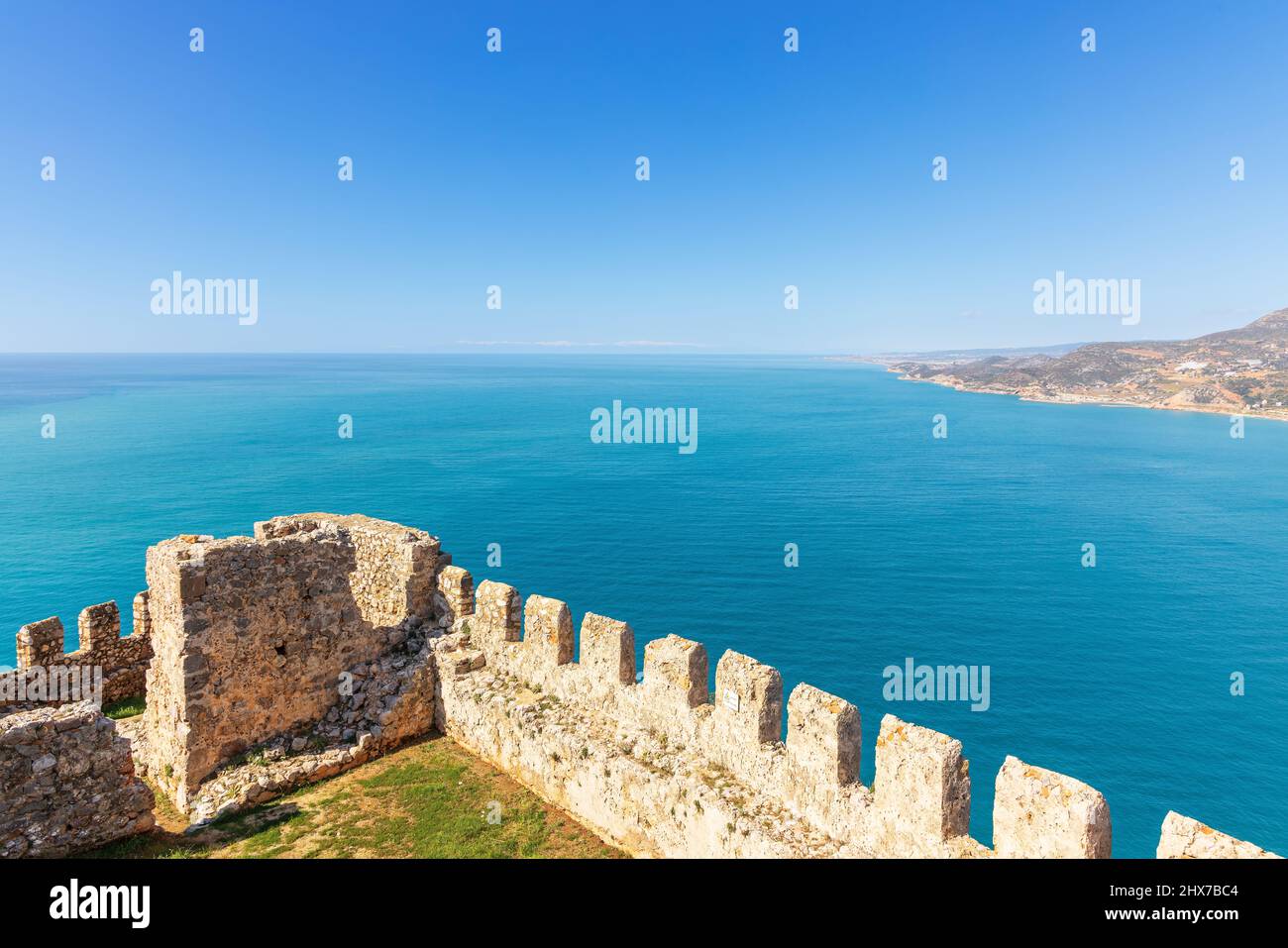 Scenic view from Inner Fortification of Alanya Castle in Southern Turkey. Stock Photo