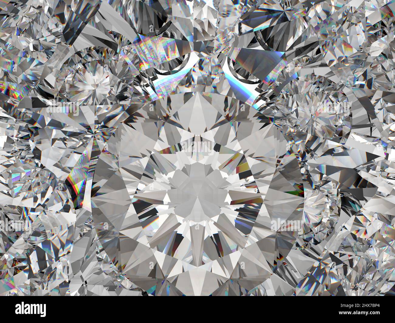 Gemstone diamond or shiny glass triangular texture kaleidoscope background. 3d render, 3d illustration Stock Photo