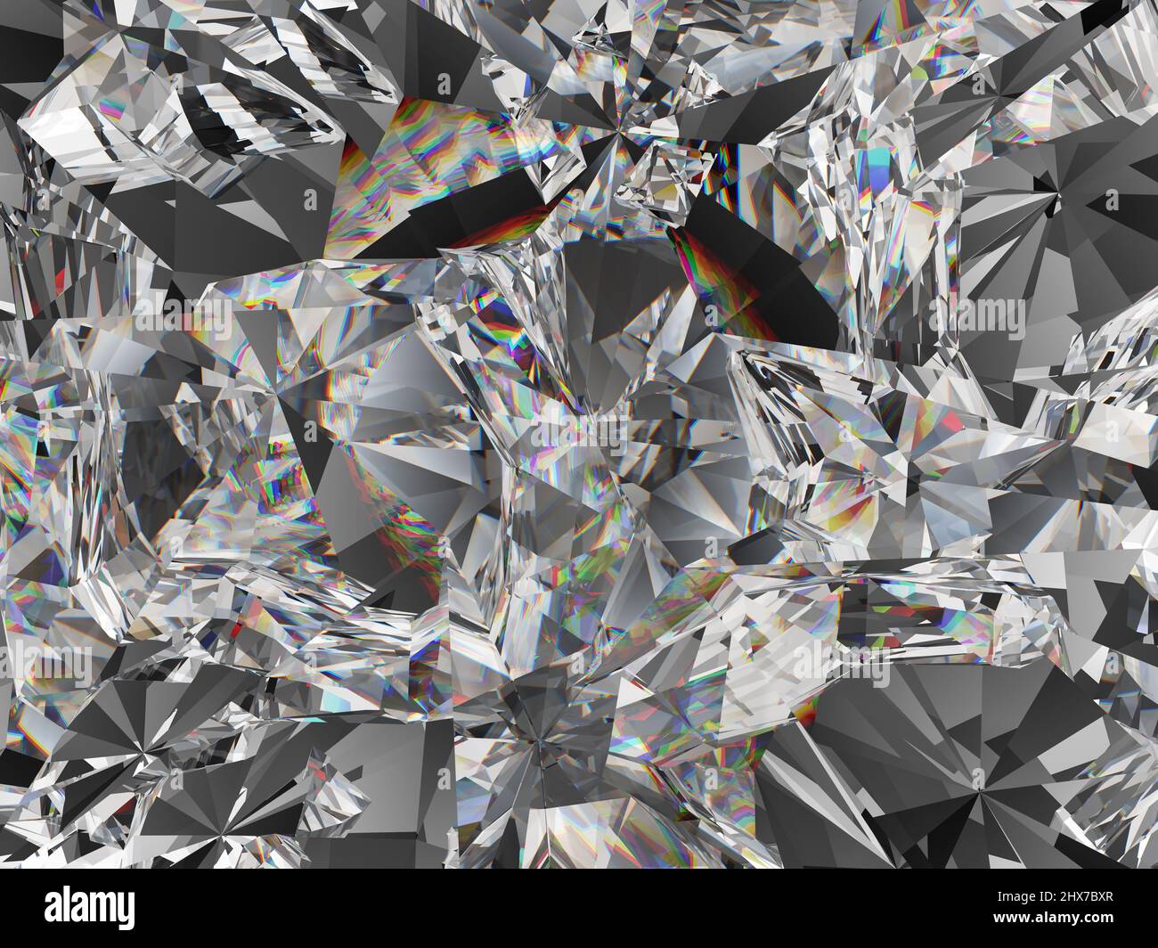 Gemstone or diamond texture closeup and kaleidoscope. 3d render, 3d illustration Stock Photo