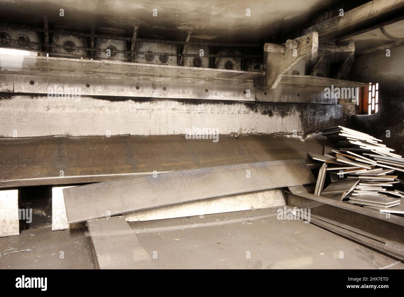metal parts cut in guillotine machine Stock Photo Alamy
