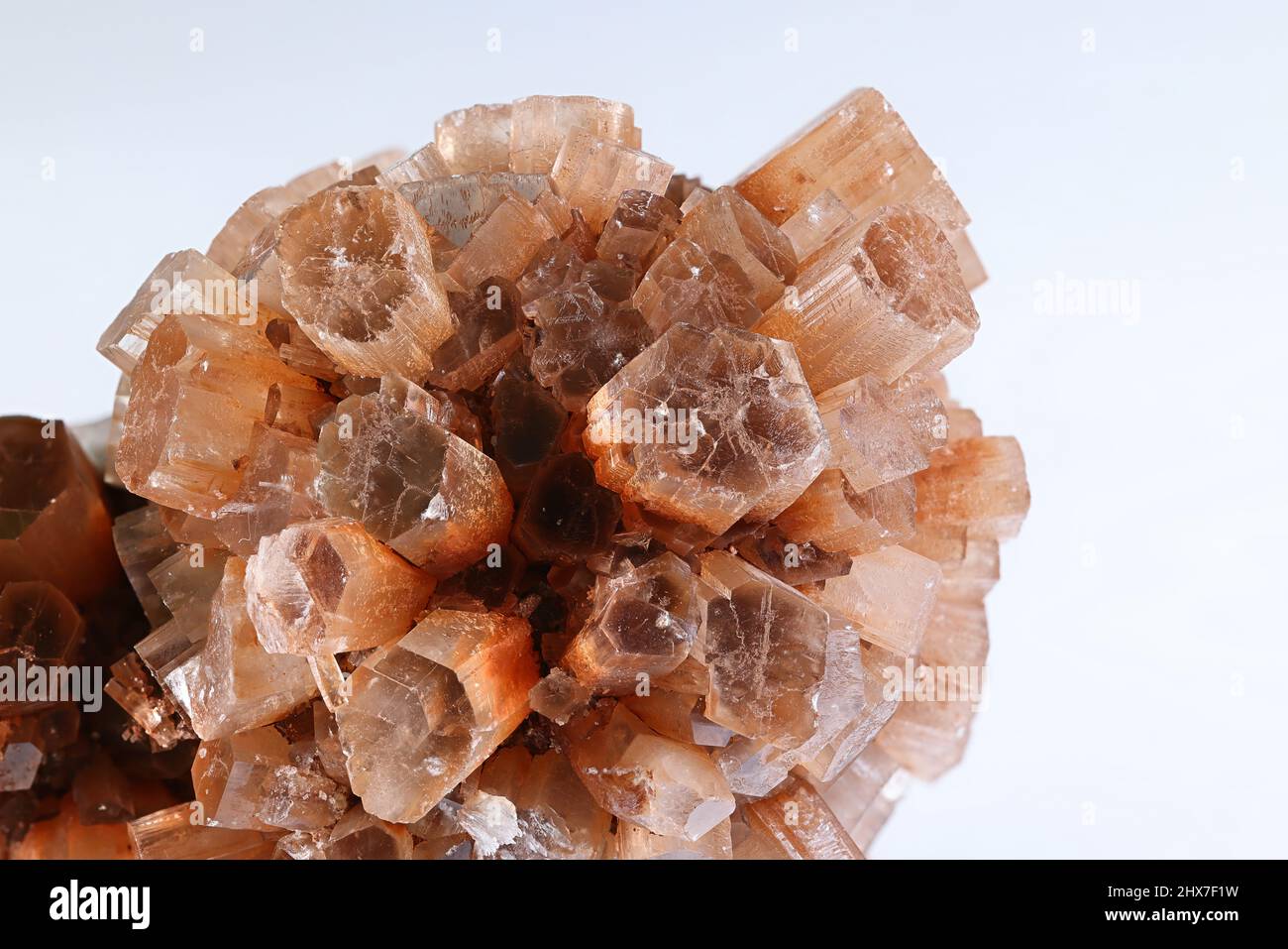 Aragonite crystals from Taouz ares Morocco.   Aragonite is a carbonate mineral, one of the three most common naturally occurring crystal forms of calc Stock Photo