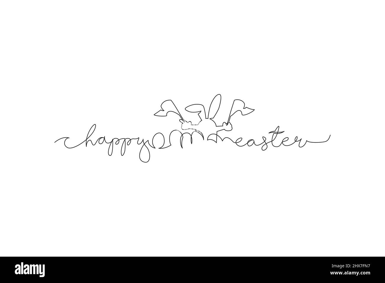 Have Yourself a Very Happy Easter. Easter Bunny illustration continuous line drawing. Stock Vector