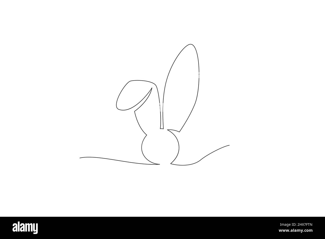 Have Yourself a Very Happy Easter. Easter Bunny illustration continuous line drawing. Stock Vector