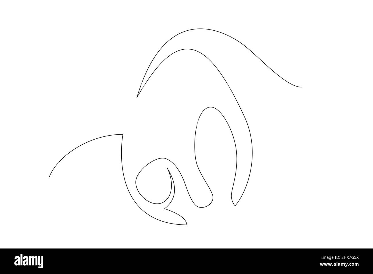 Have Yourself a Very Happy Easter. Easter Bunny illustration continuous line drawing. Stock Vector