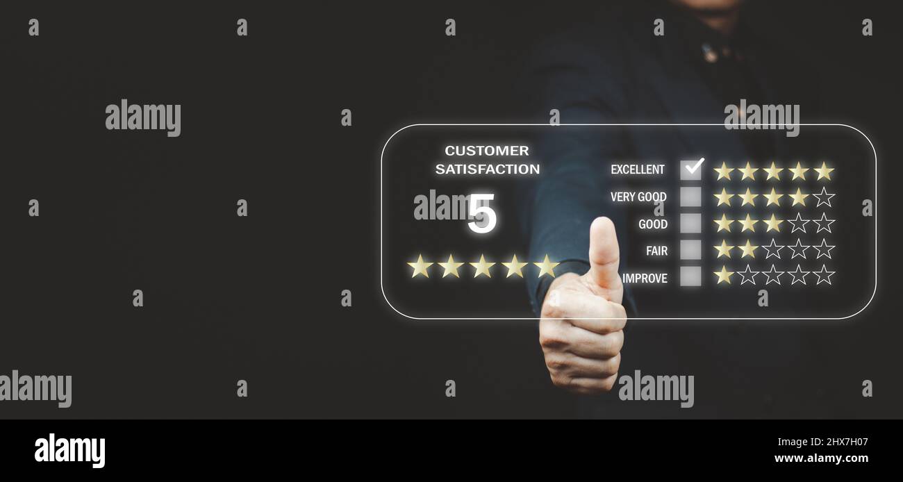 User gives rating to service experience on online application, Customer ...
