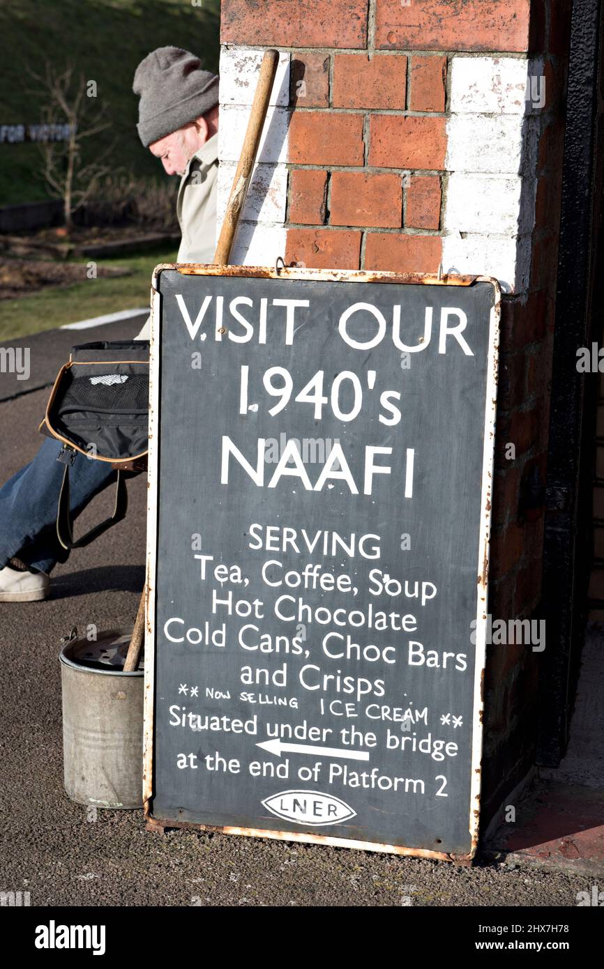 A period sign at Quorn & Woodhouse Station on the Great Central Railway in Leicestershire,UK Stock Photo