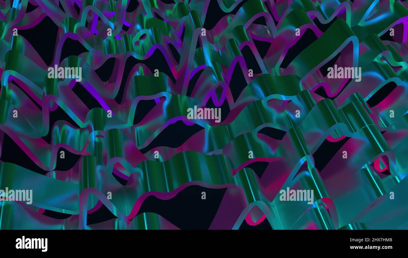 Iridescent wave lines. Computer generated 3d render Stock Photo - Alamy