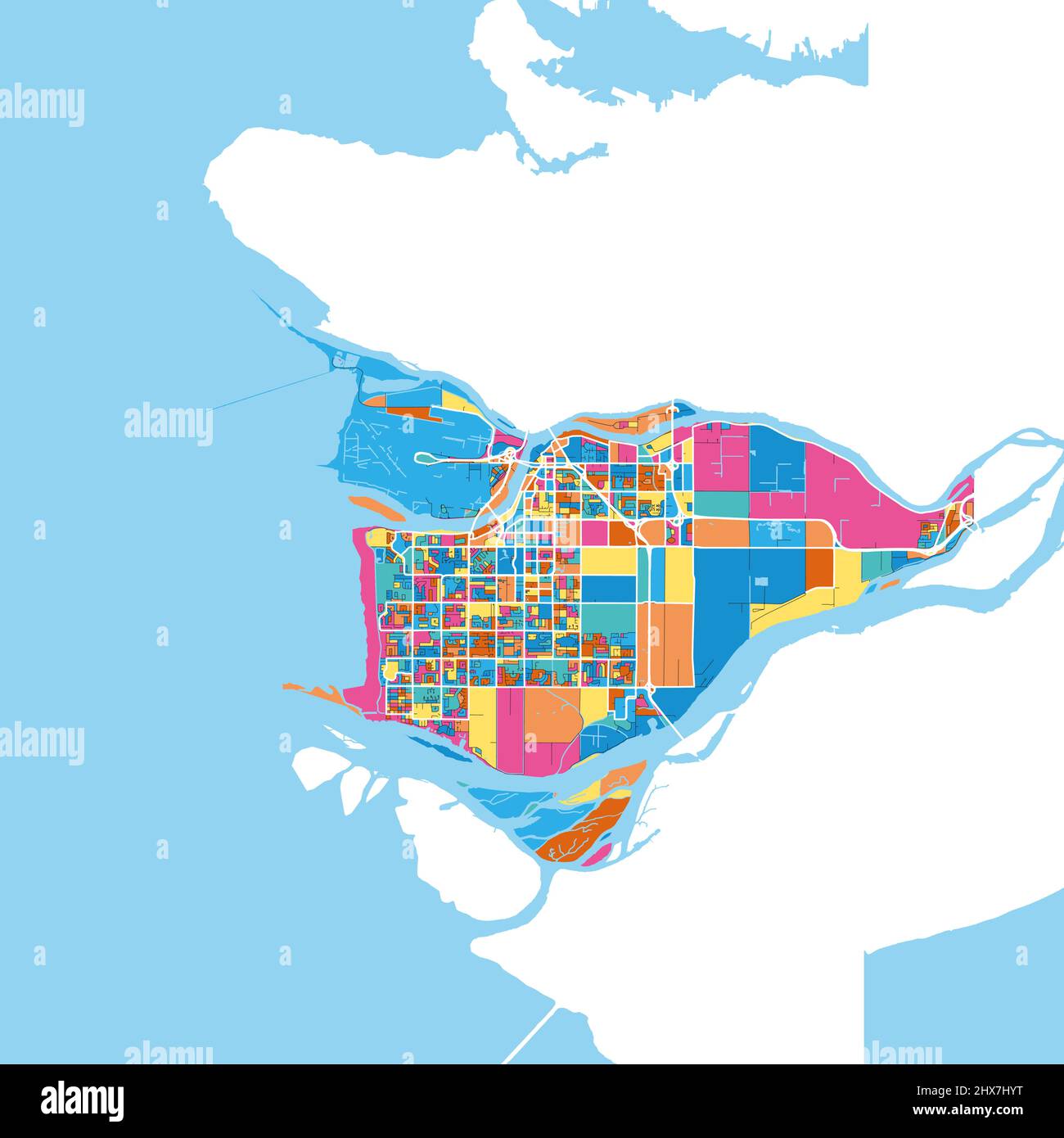Richmond, British Columbia, Canada colorful high resolution vector art