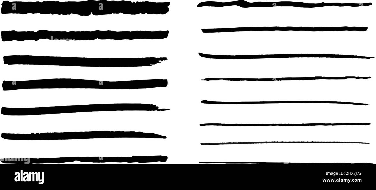 set of ink pen strokes, brush stroke collection, vector illustration Stock Vector