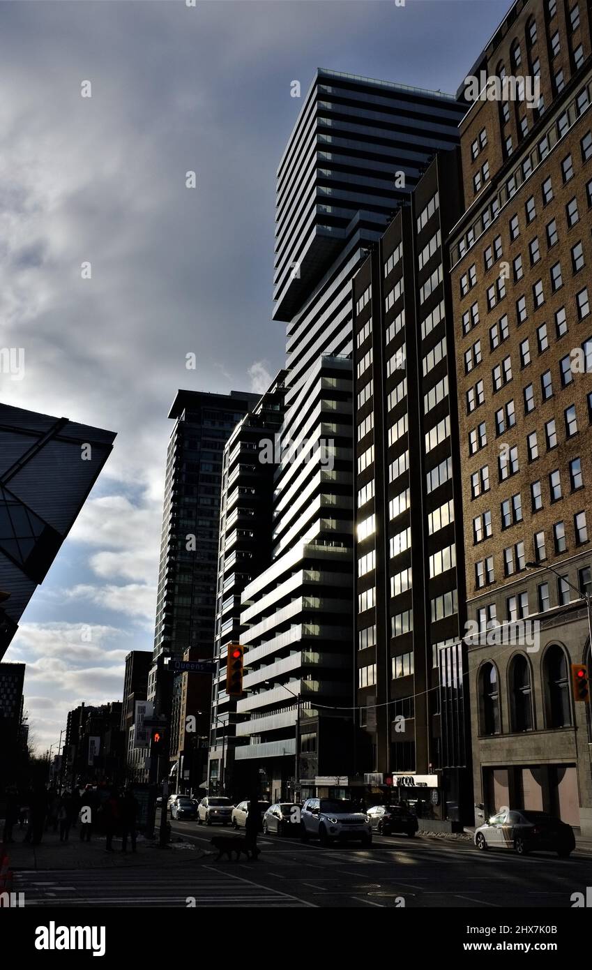 Buildings on Bloor Street in Downtown Toronto Stock Photo