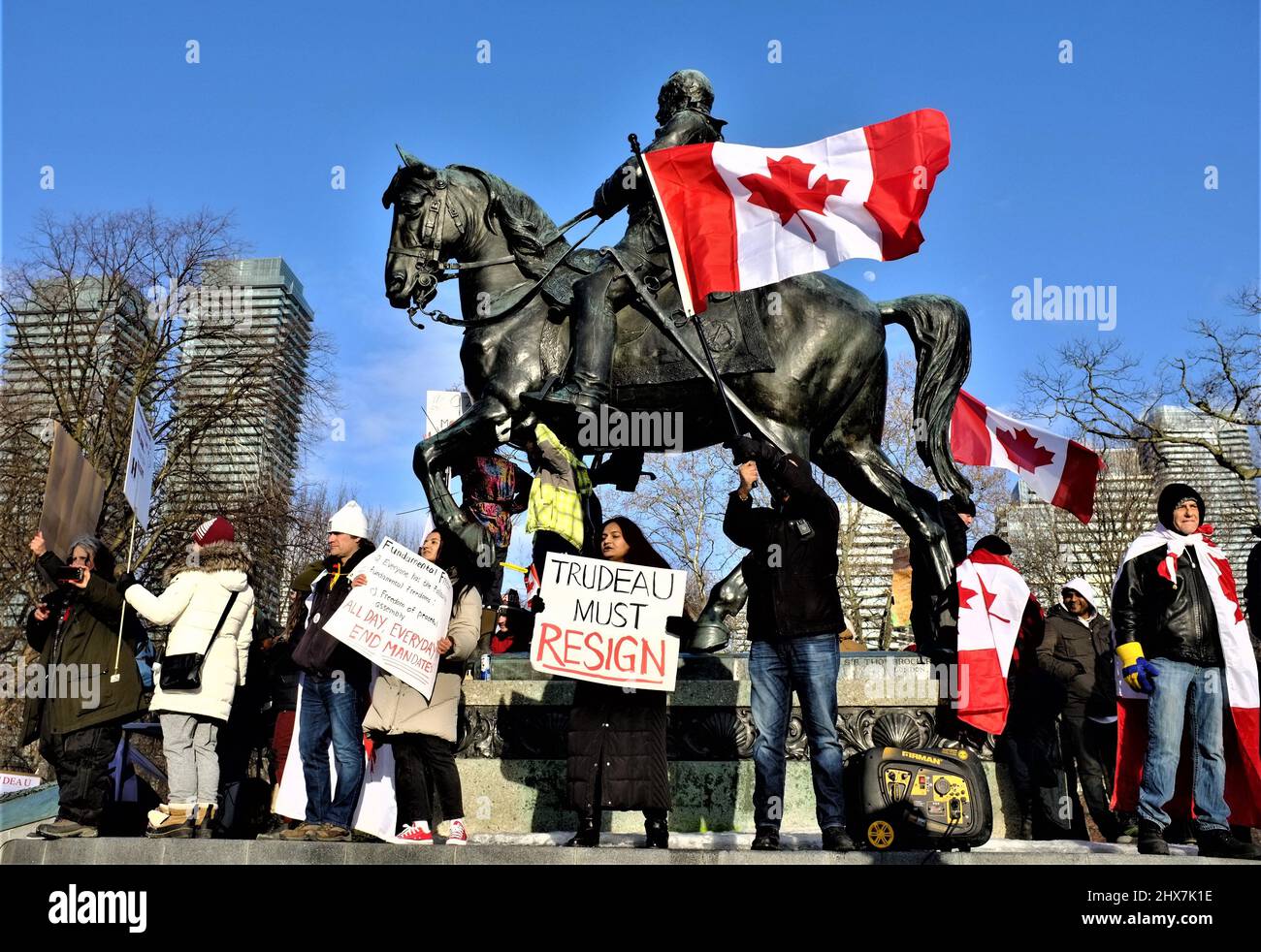 People at a Freedom Rally in Toronto, Canada Stock Photo