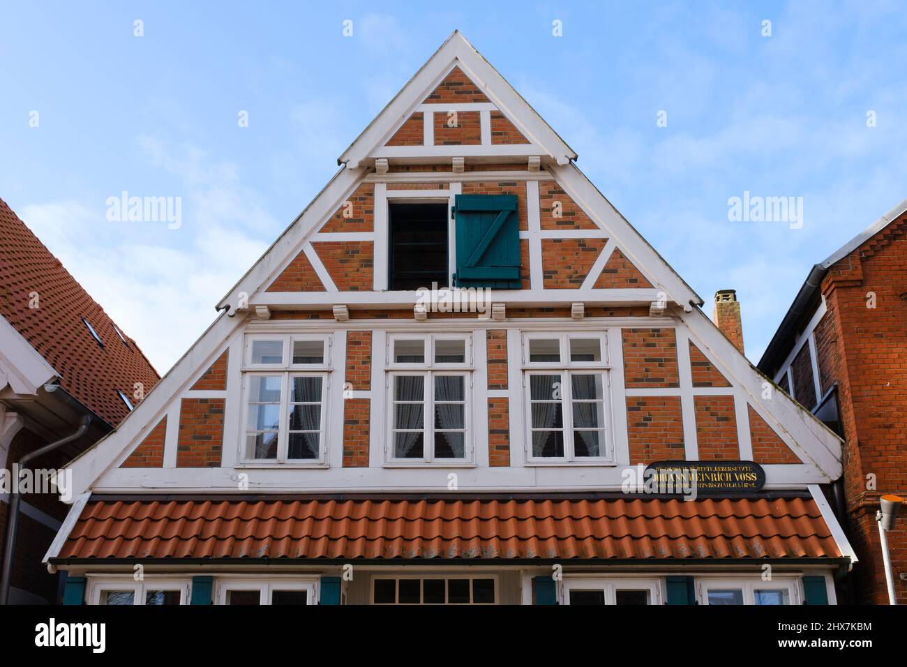 Gable Of A Half Timbered Hosue At The Old Town Of Otterndorf Stock Photo