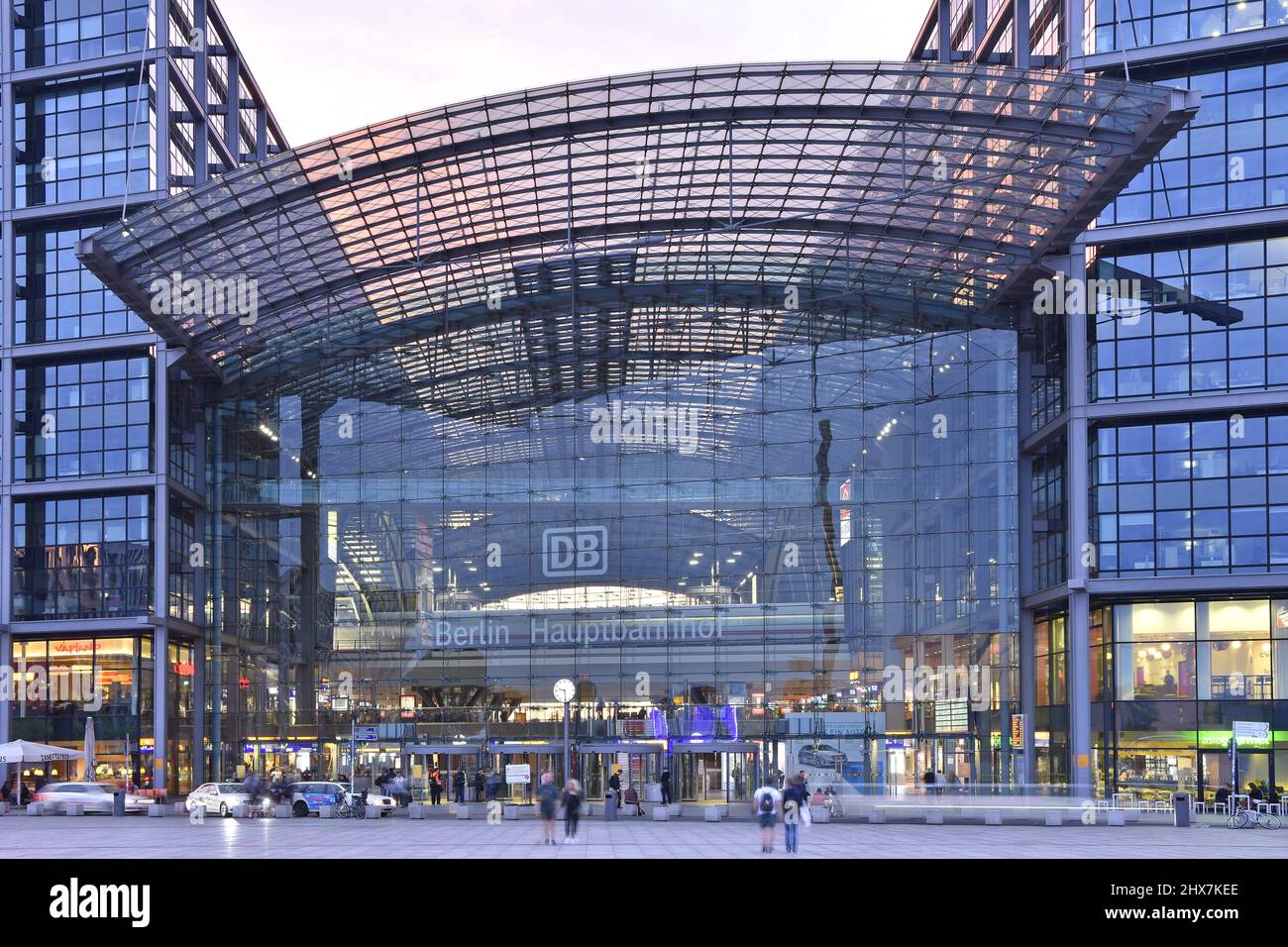 Berlin Hauptbahnhof - central railway station building exterior at dusk ...