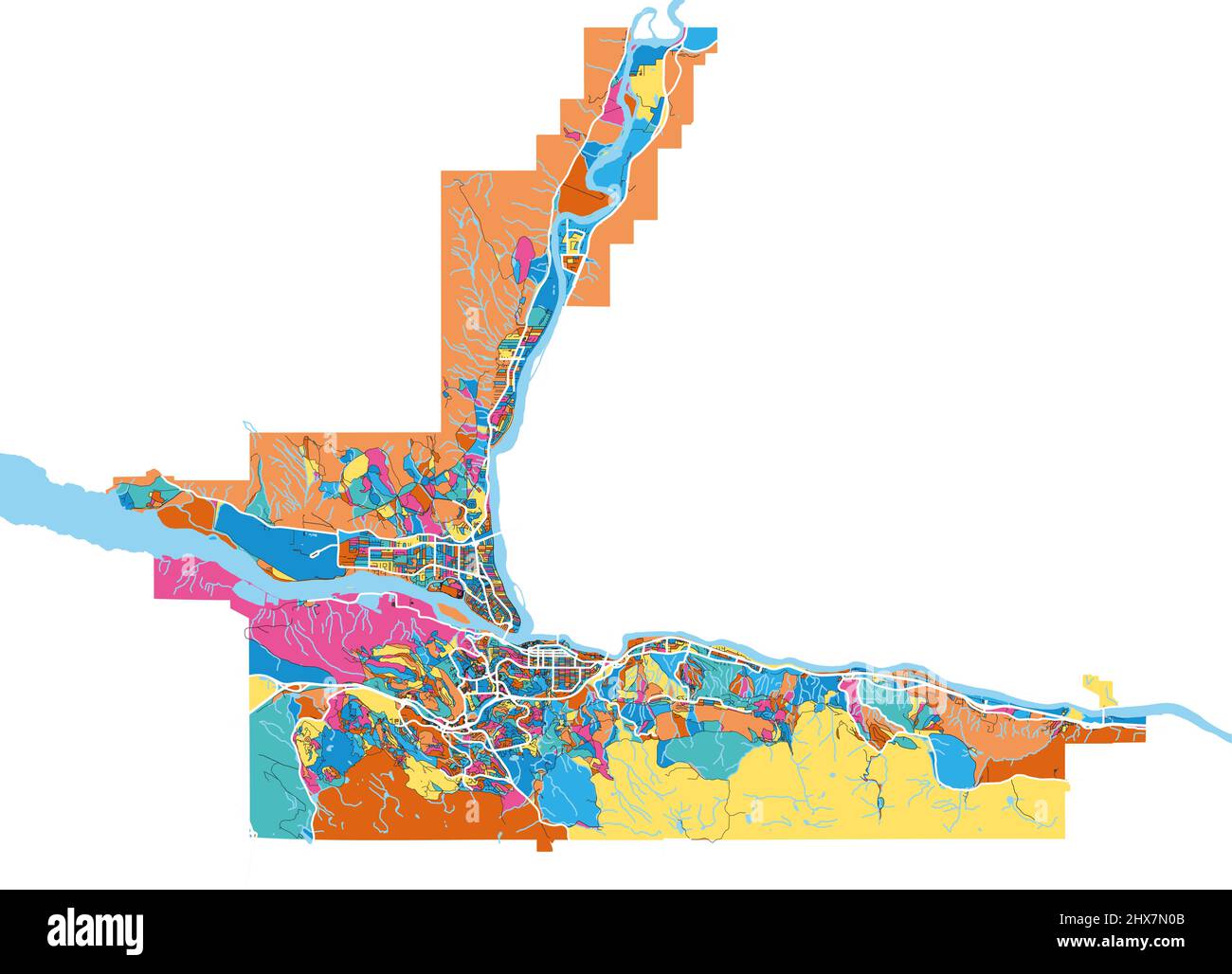 Kamloops, British Columbia, Canada colorful high resolution vector art