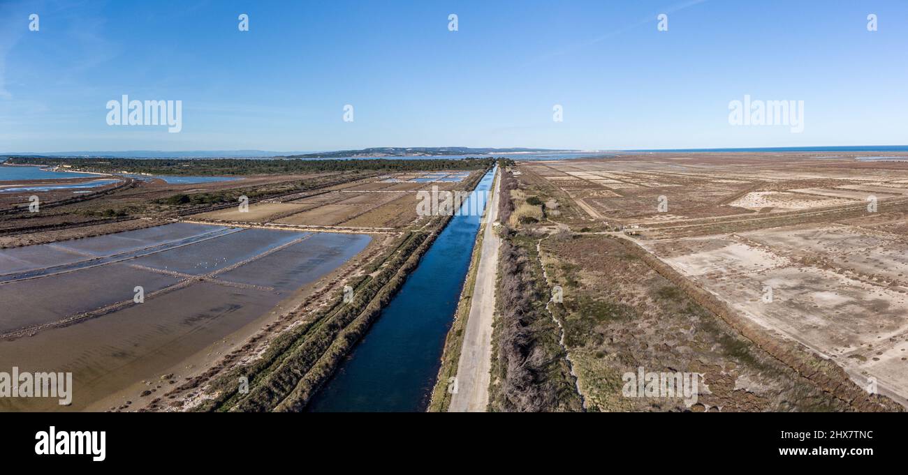 Le canal de la Robine de Port La Nouvelle vers Narbonne Stock Photo