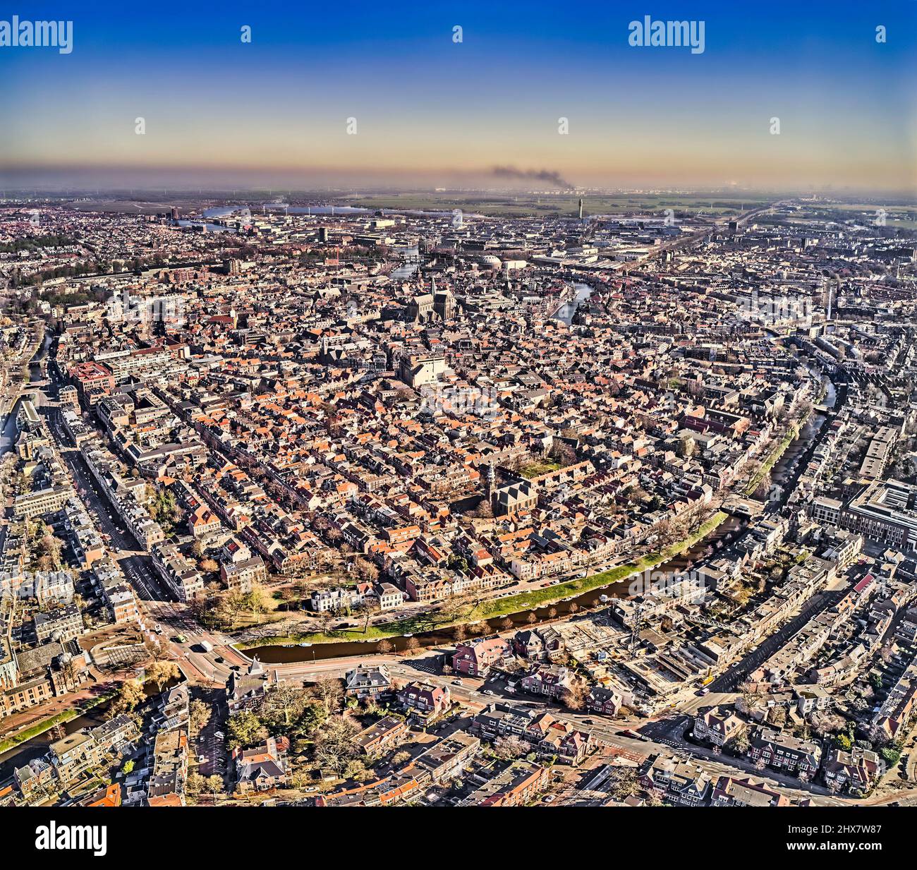 Netherlands, Haarlem - 20-02-2022: view from high above on the city of Haarlem Stock Photo