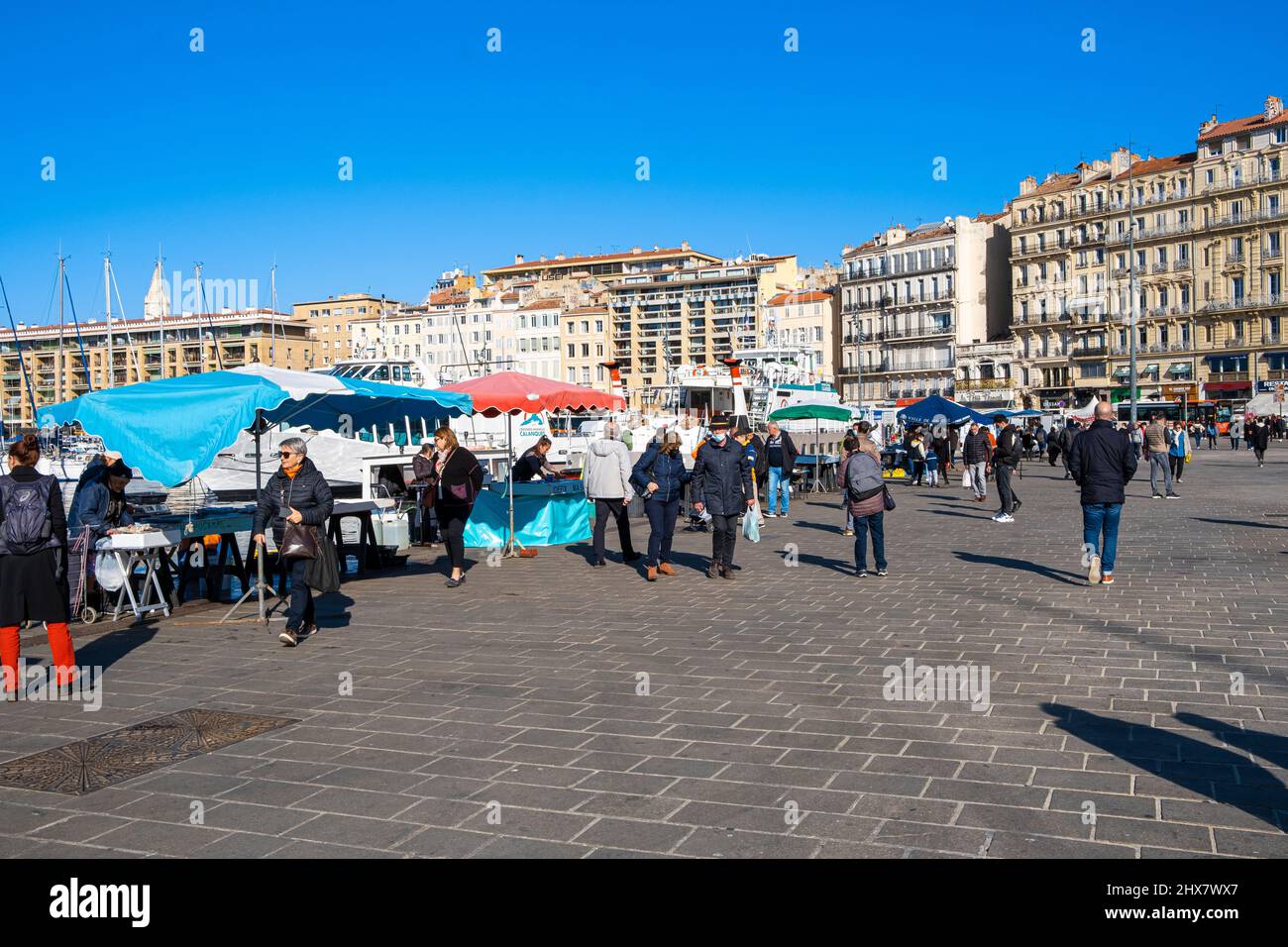 Vieux Port Marseille, Quai des Belges, France Paca Stock Photo