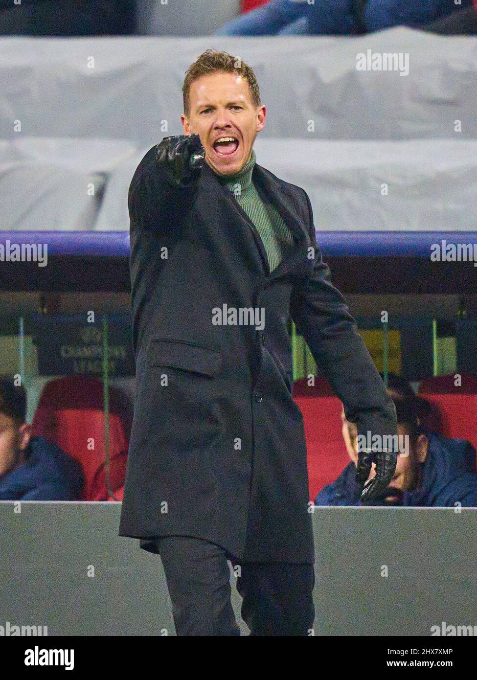 Trainer Julian Nagelsmann (FCB), team manager, headcoach, coach,   in the match   FC BAYERN MUENCHEN - FC Red Bull SALZBURG 7-1 of football UEFA Champions League, round of 16 in season 2021/2022 in Munich, Mar 8, 2022.  Achtelfinale, FCB, Red Bull,  © Peter Schatz / Alamy Live News Stock Photo