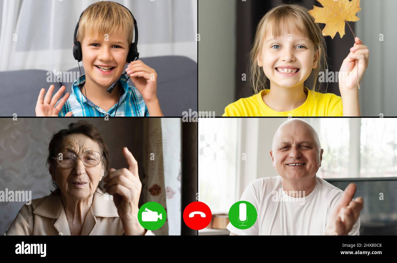 Childen having online school distance learning today Stock Photo