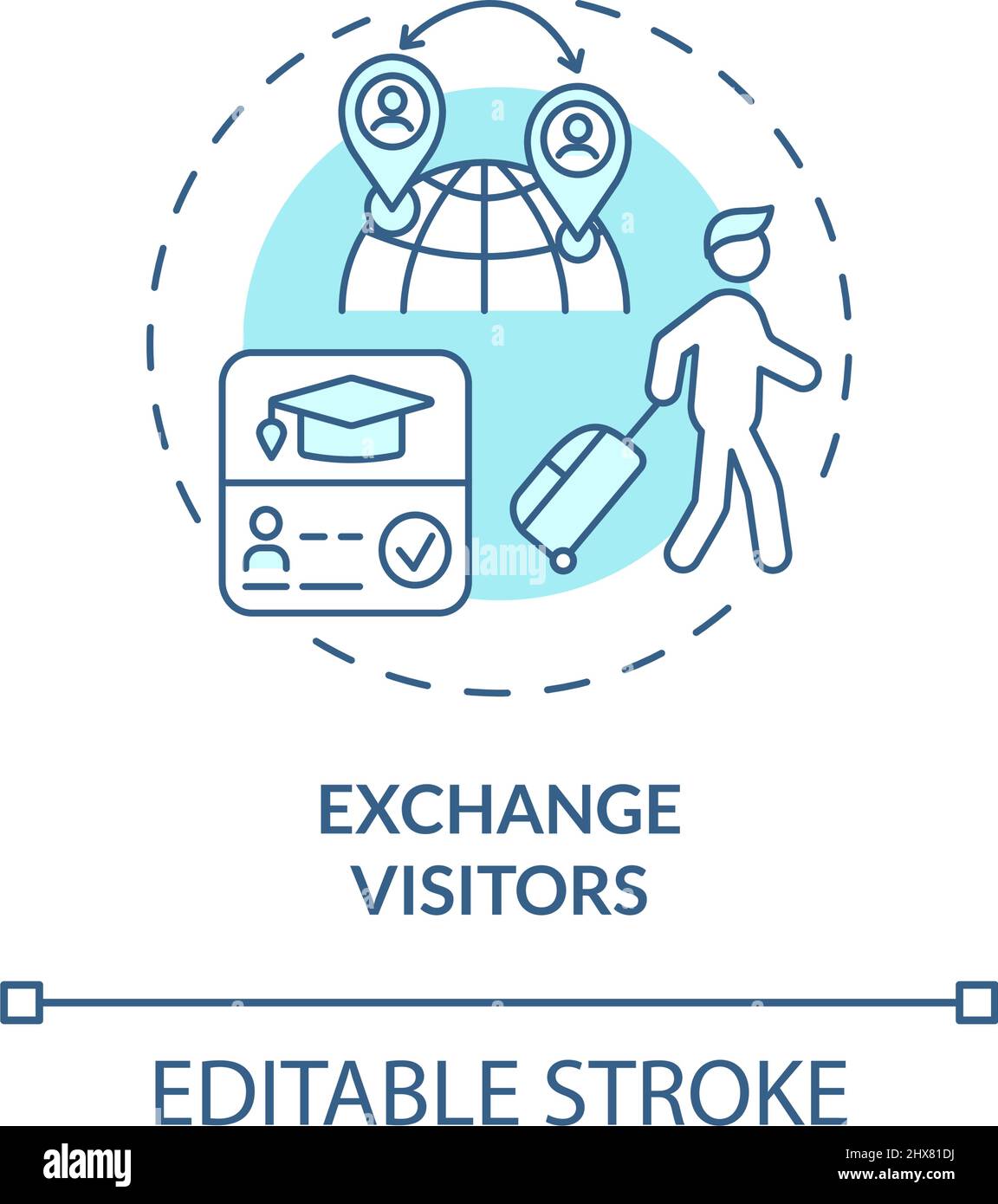 Exchange visitors turquoise concept icon Stock Vector
