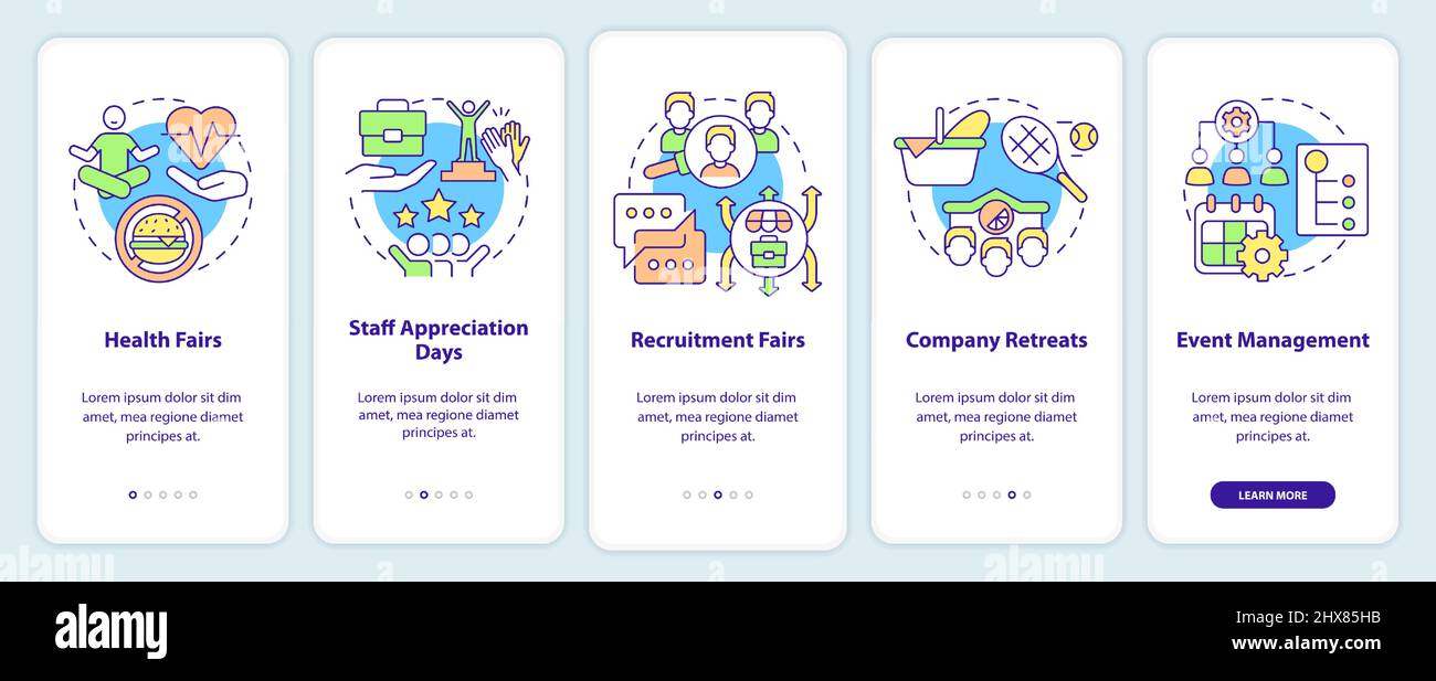 HR organizing skills onboarding mobile app screen Stock Vector Image ...