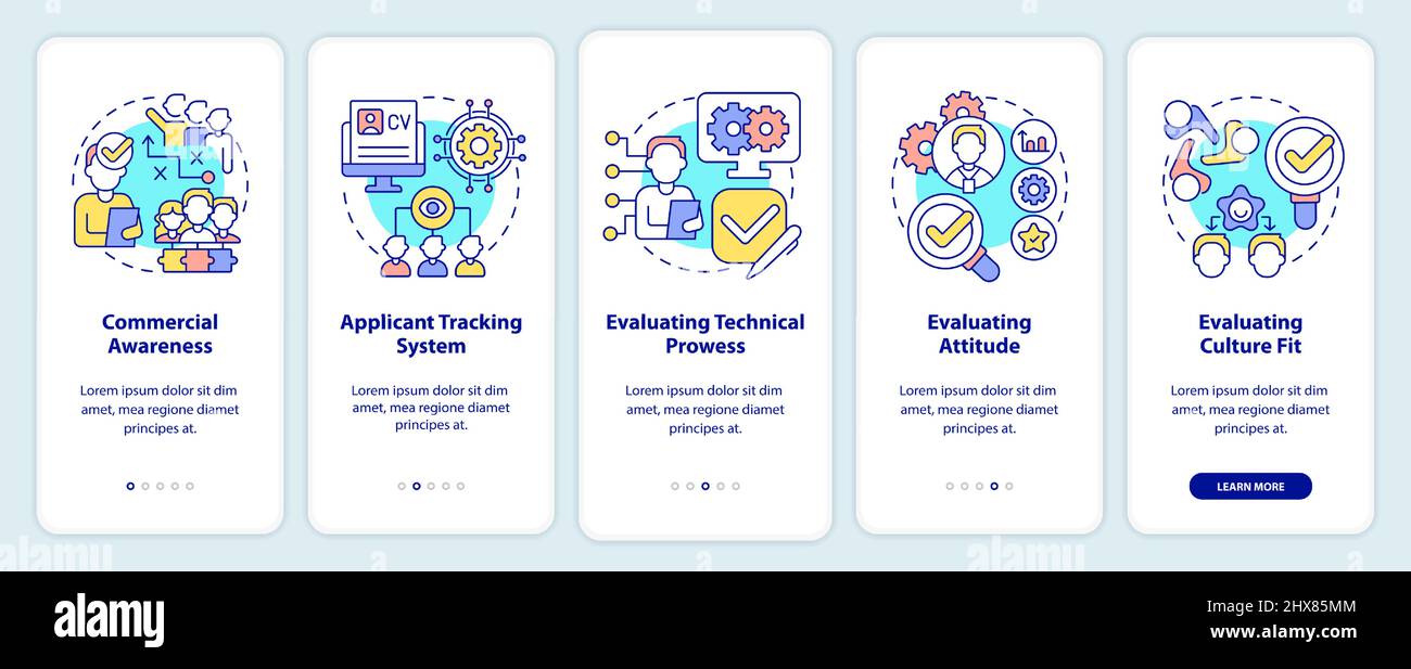 HR skills for business onboarding mobile app screen Stock Vector Image ...