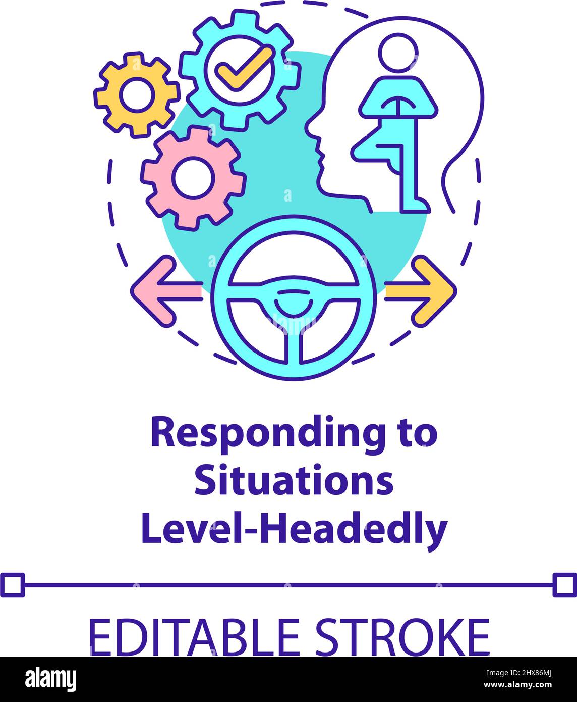 Responding to situations level-headedly concept icon Stock Vector