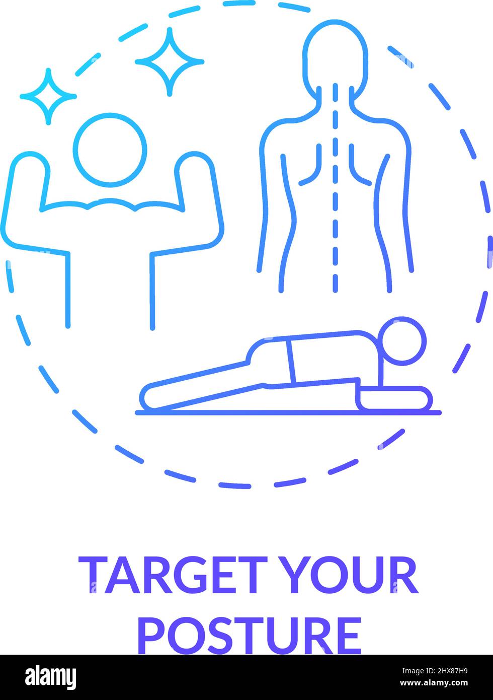 Target your posture blue gradient concept icon Stock Vector