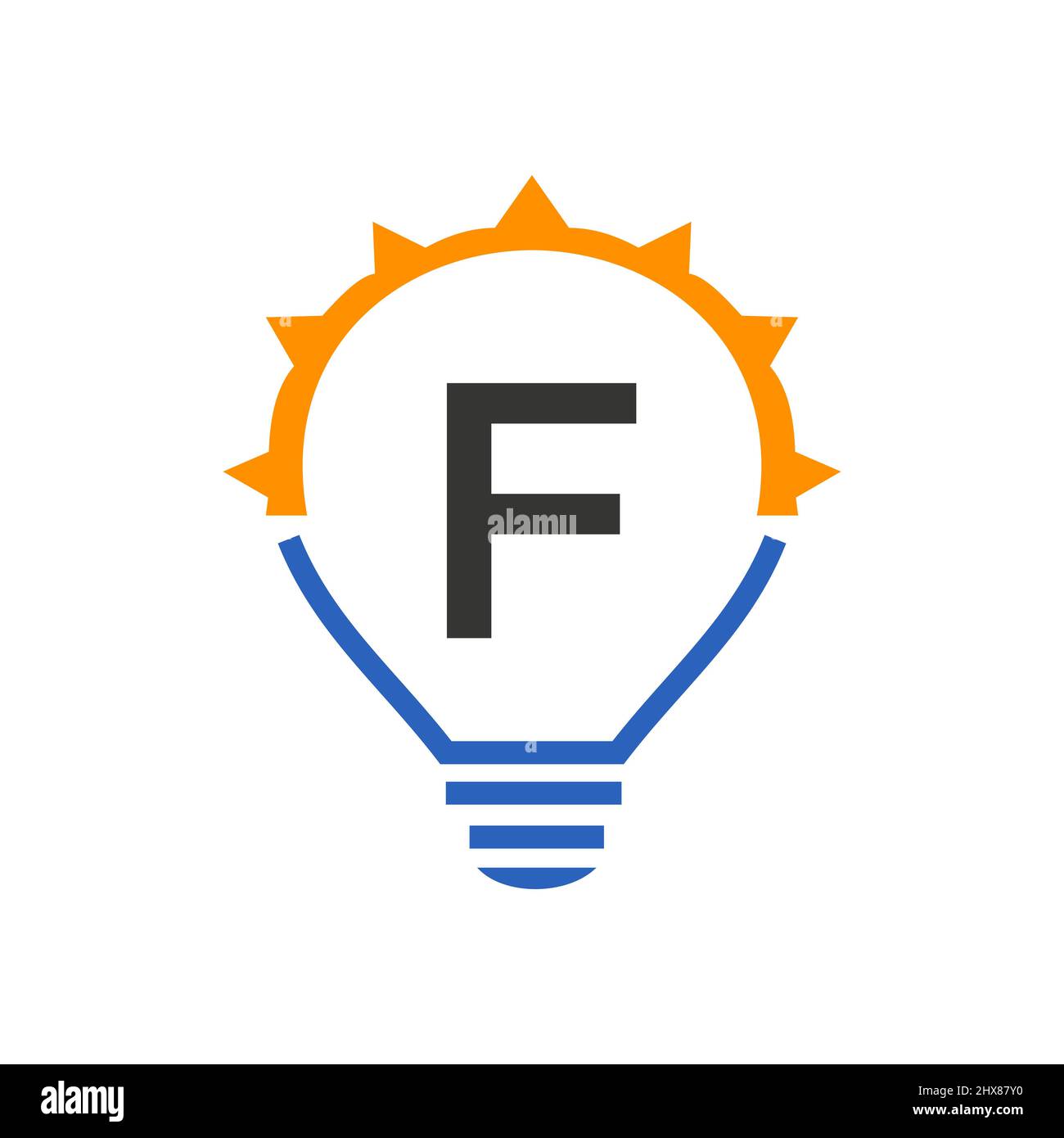 Letter F Electric Logo, Letter F With Light Bulb Vector Template. Eco