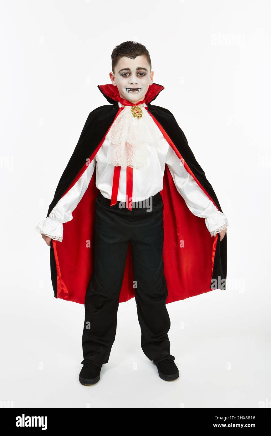 Kid/Model dressed as a Vampire for Halloween Stock Photo