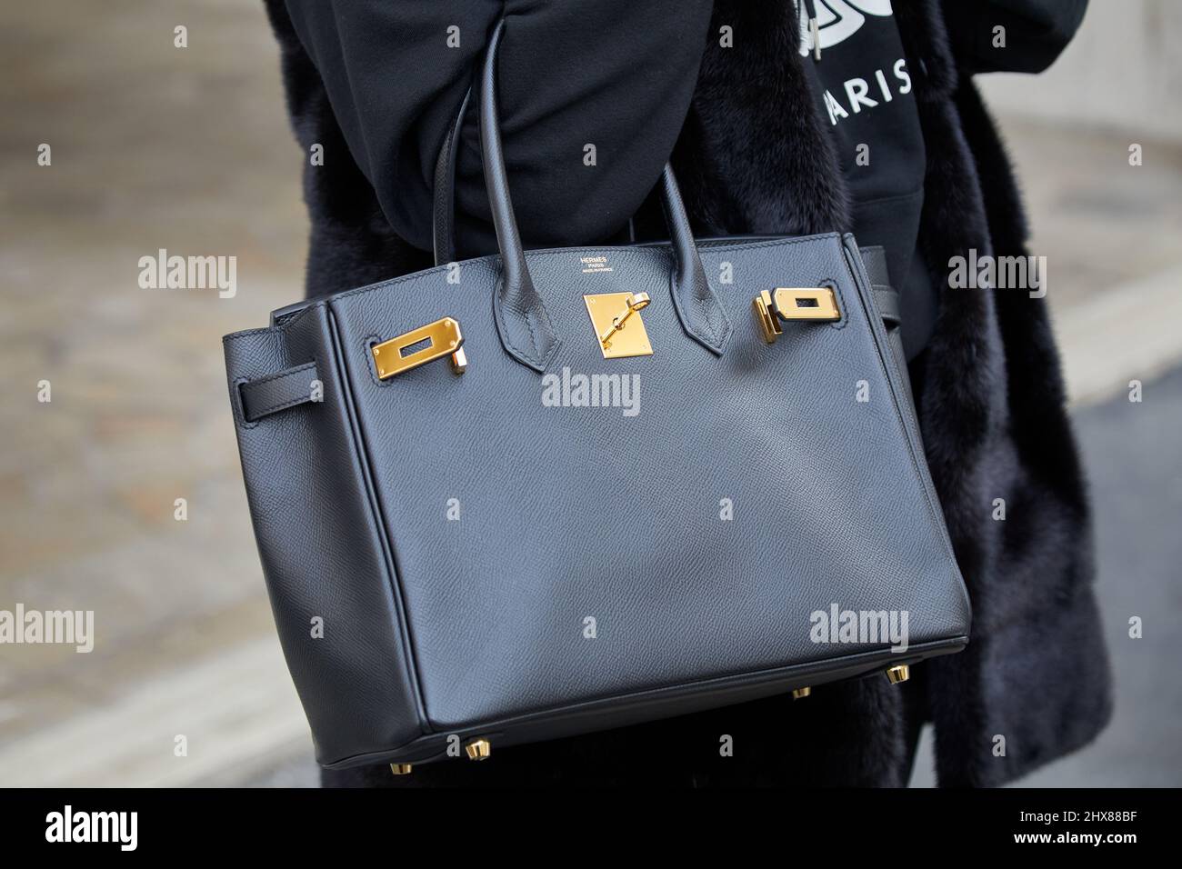 Milan, Italy - September, 22, 2022: Woman Holding Black Hermes Kelly Bag,  Street Style Outfit Editorial Stock Photo - Image of fashionable,  lifestyle: 260465978