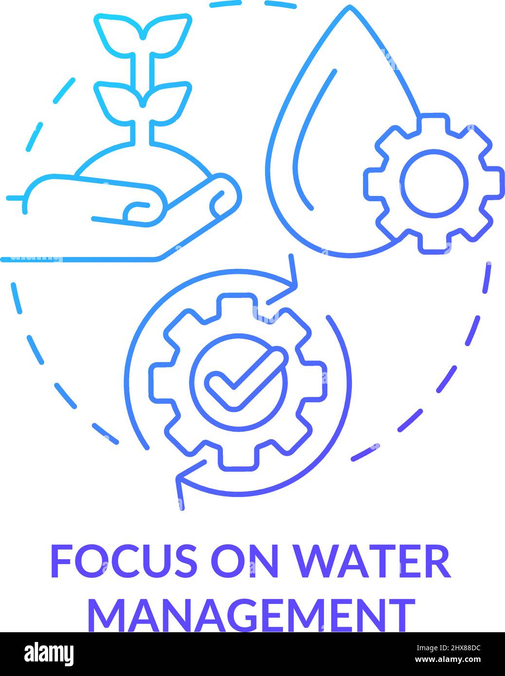 Focus on water management blue gradient concept icon Stock Vector
