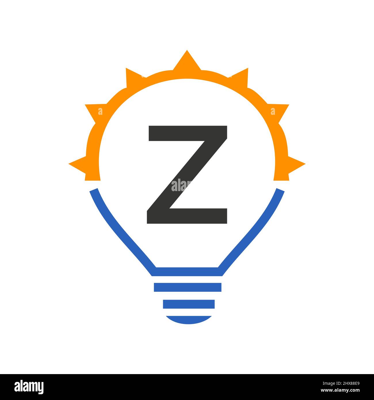 Letter Z Electric Logo, Letter Z With Light Bulb Vector Template. Eco Energy Power Electricity, Think Idea, Inspiration, Energy Recycle Concept Stock Vector