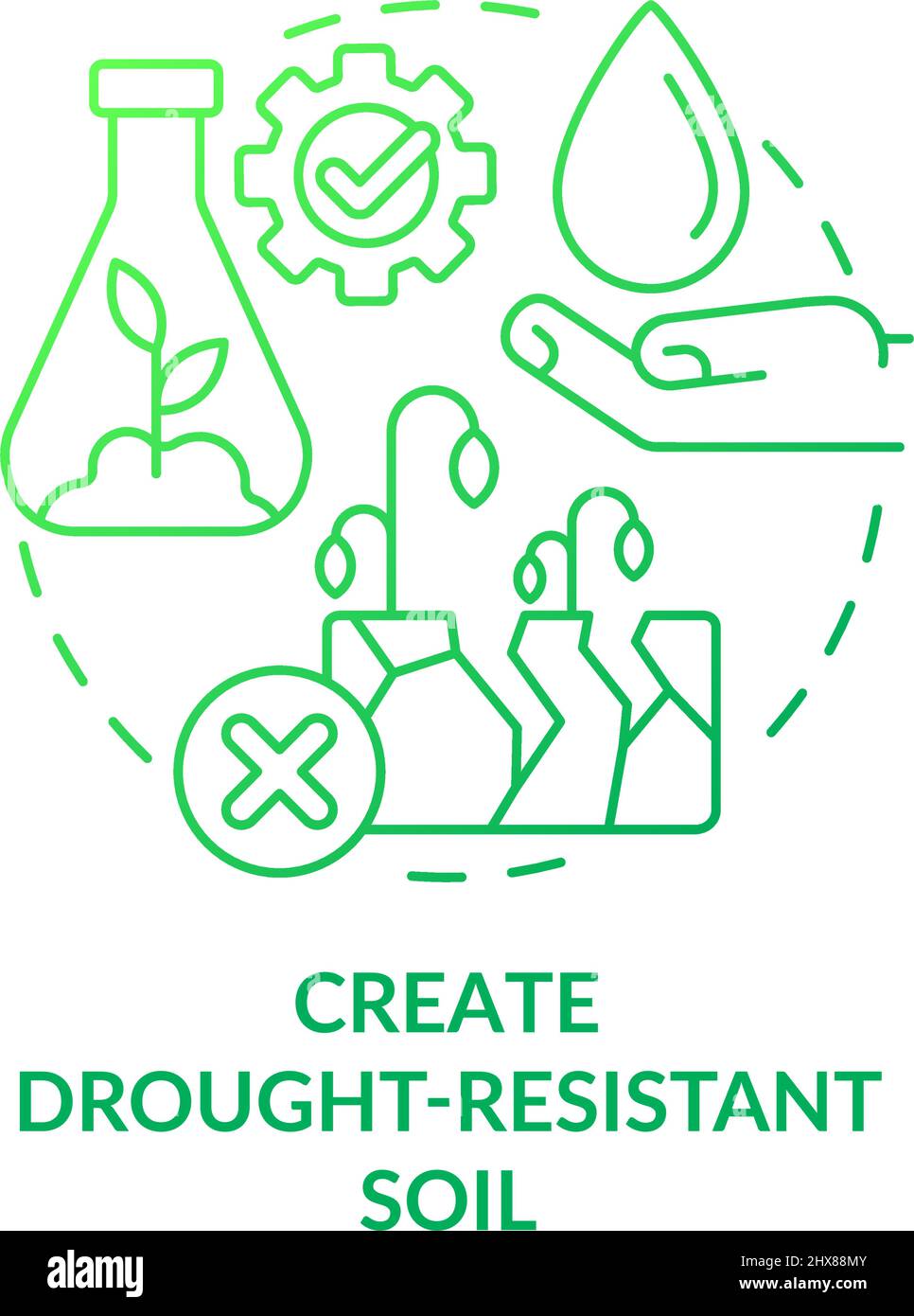 Create drought-resistant soil green gradient concept icon Stock Vector