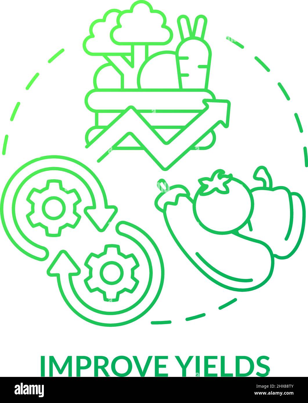 Improve yields green gradient concept icon Stock Vector