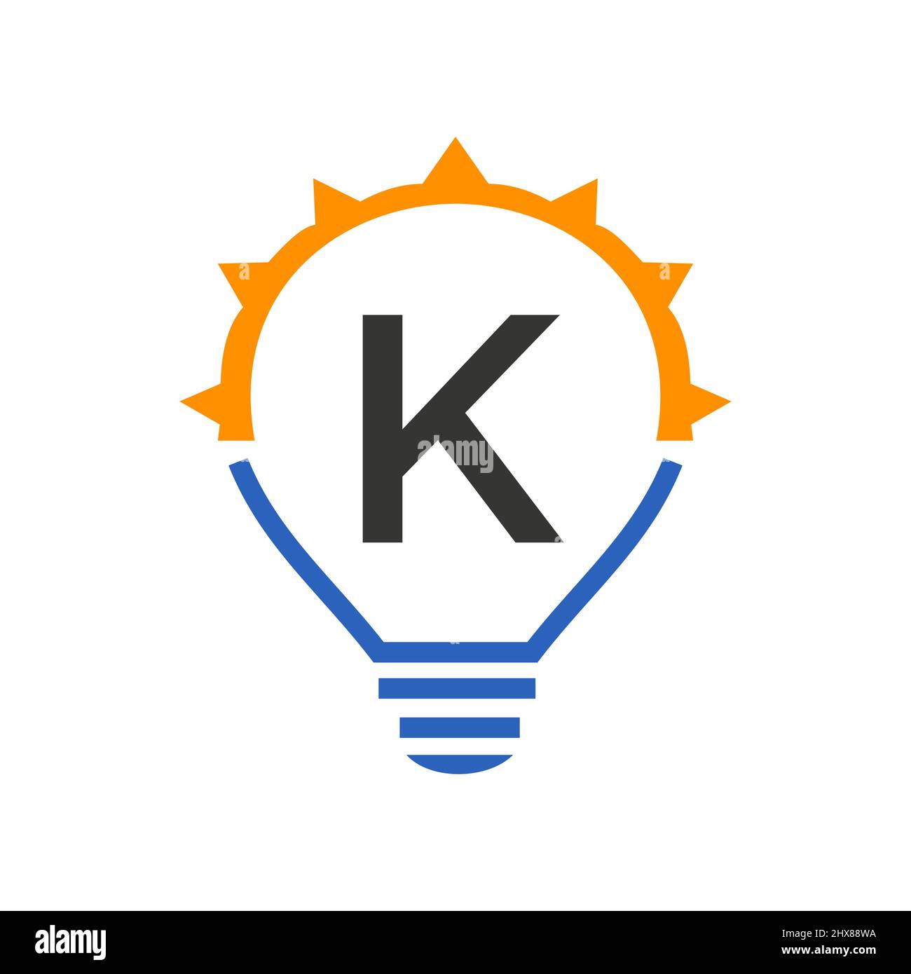 Letter K Electric Logo, Letter K With Light Bulb Vector Template. Eco