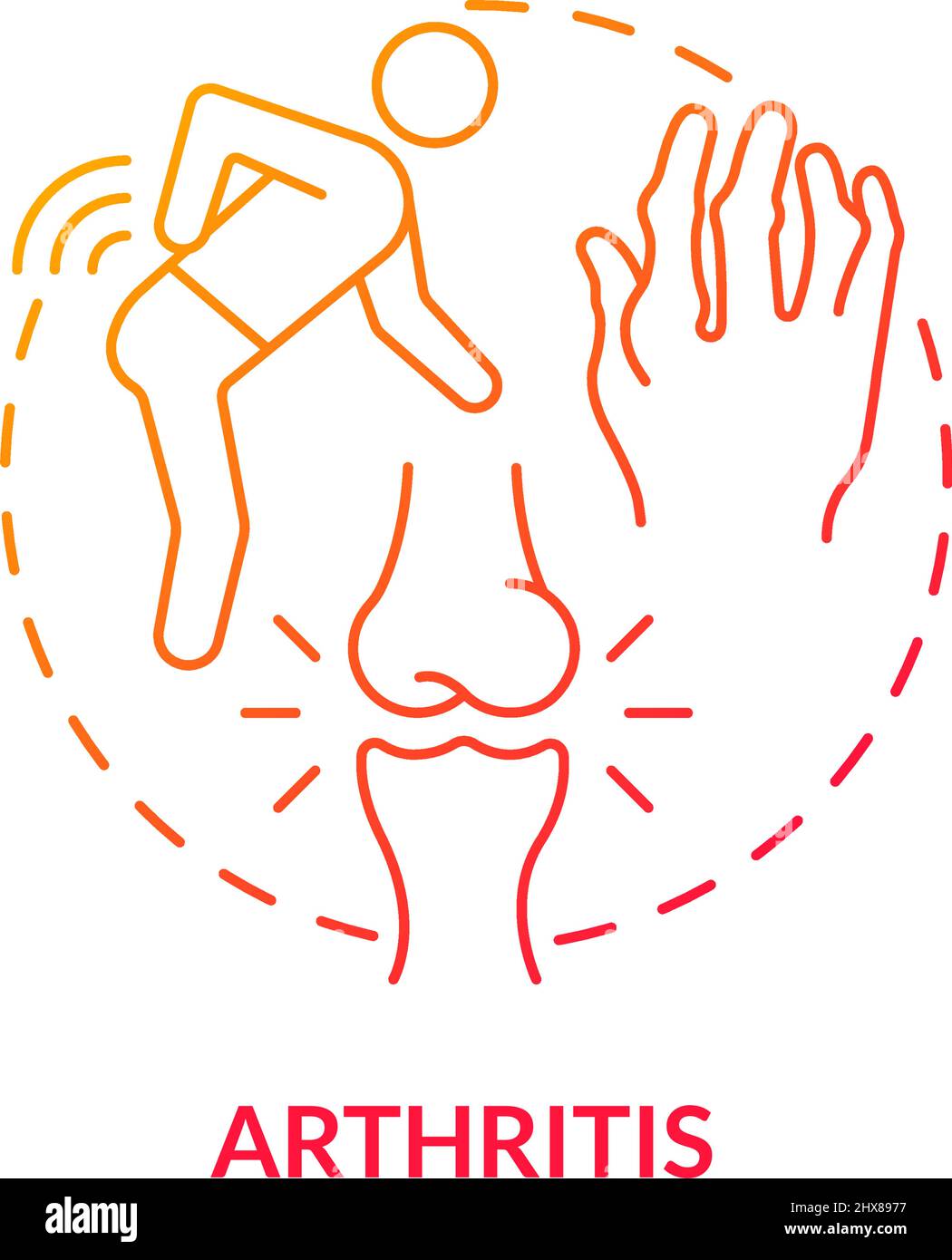 Arthritis red gradient concept icon Stock Vector