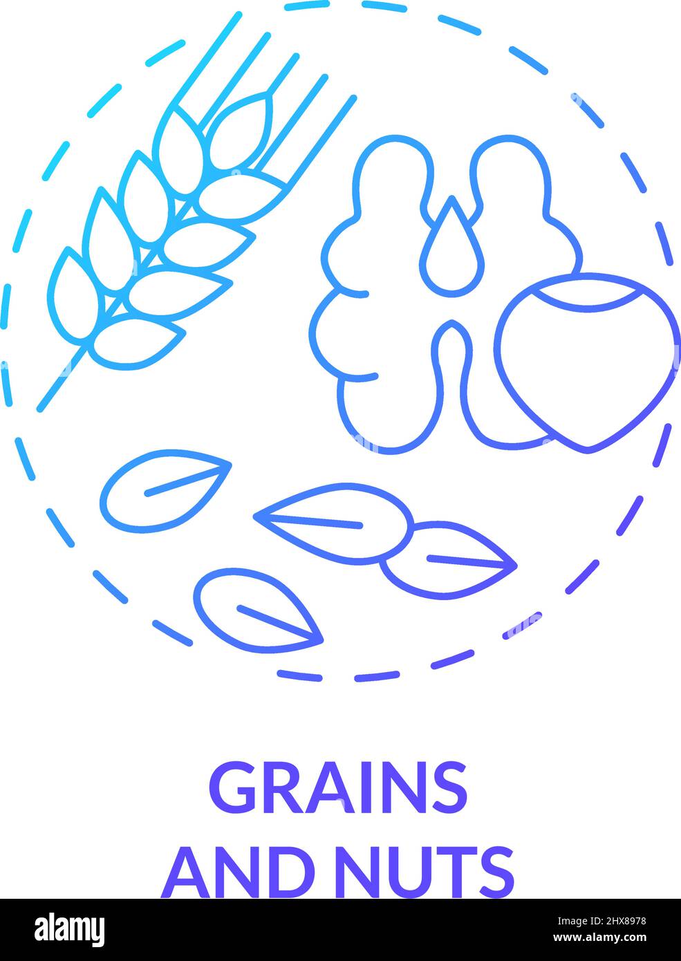 Grains and nuts blue gradient concept icon Stock Vector