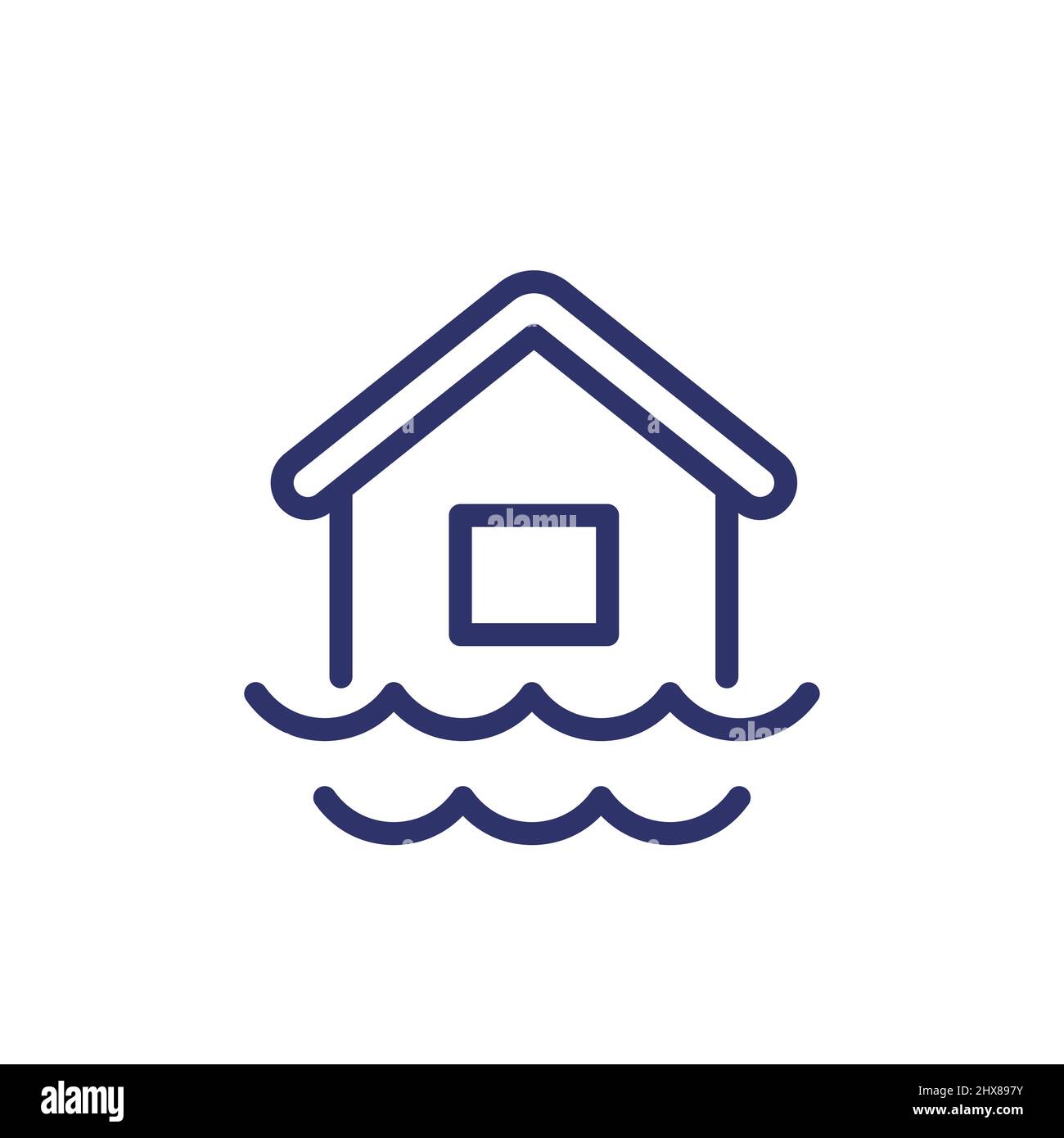Flood line icon with a house Stock Vector