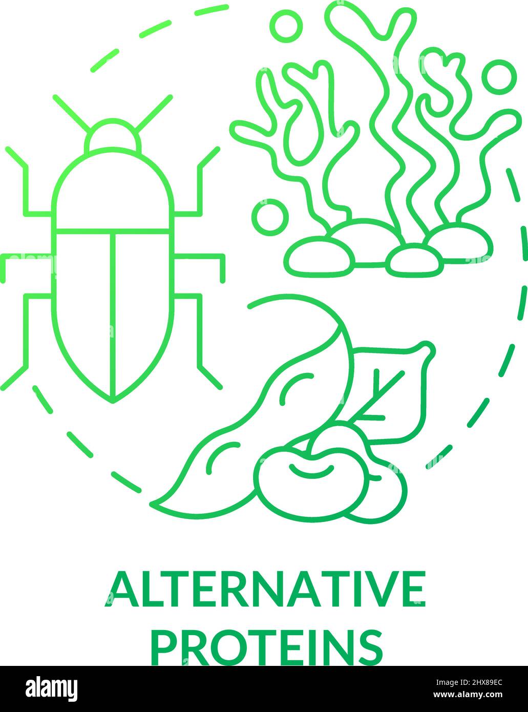 Alternative proteins green gradient concept icon Stock Vector