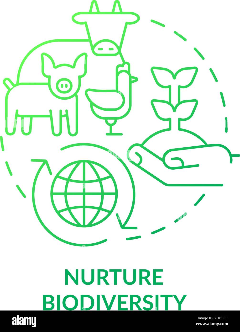 Nurture biodiversity green gradient concept icon Stock Vector